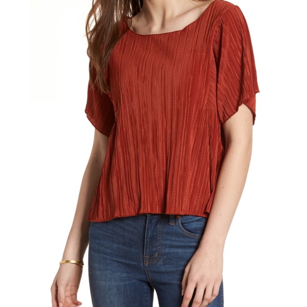NWT Madewell Micropleat Top - Rust